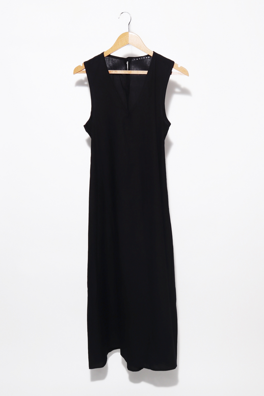 Dress hanging on hanger Cut sleeves  V neck black Sundress Party-wear Sassy yet simple hook at the back